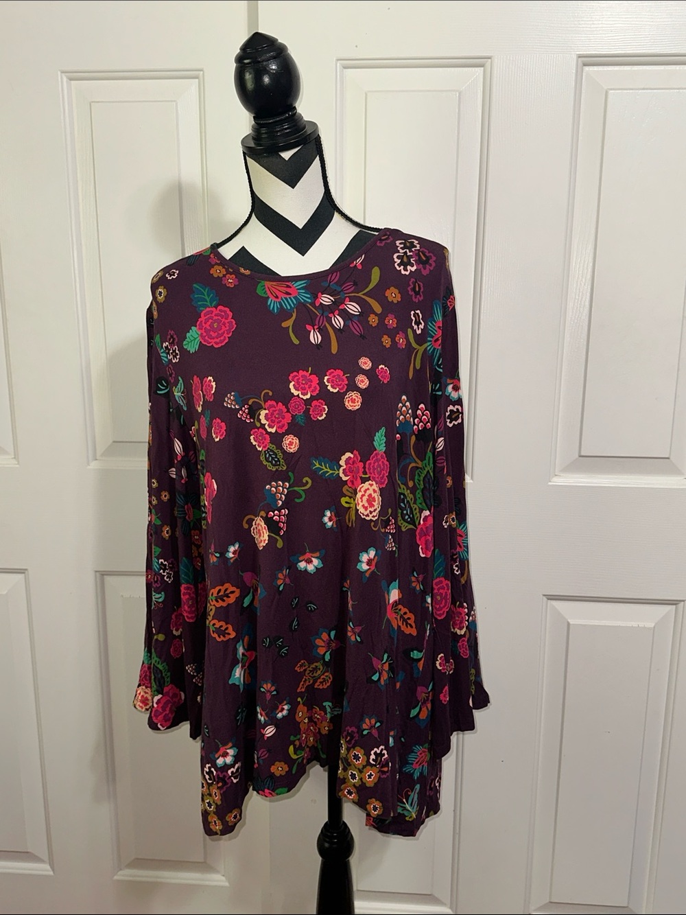 Johnny Was Plum Floral Swing Tunic
